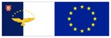 bandeiras da Regio Autnoma dos Aores e da Unio Europeia em conjunto